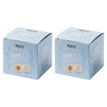 Mucci Dragees Bianco Cocco con nocciole del Piemonte IGP 2 confezioni da 75 gr