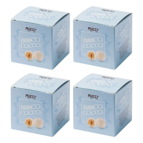 Mucci Dragees Bianco Cocco con nocciole del Piemonte IGP 4 confezioni da 75 gr