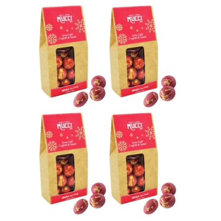 Mucci confetti Gran Gala' rossi confezione di Natale 4 pacchetti da 75 grammi