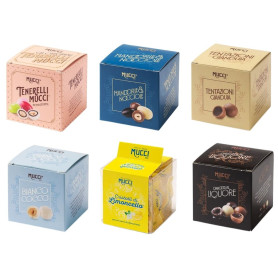 6 confezioni di confetti Mucci assortiti ripieni al liquore, cocco, nocciole e mandorle