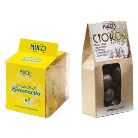 Mucci Dragees Cristalli di Limoncello e Ciokolive imbevute di Rhum