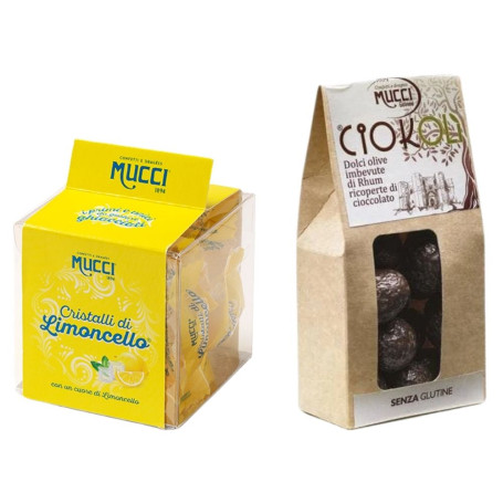 Mucci Dragees Cristalli di Limoncello e Ciokolive imbevute di Rhum