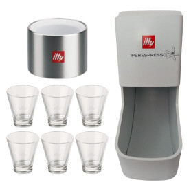 kit Illy 6 bicchierini in vetro portacapsule e porta bustine zucchero
