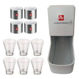 kit Illy 6 bicchierini in vetro portacapsule e 4 porta bustine zucchero