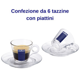 Lavazza 6 tazzine da caffe' espresso in vetro con piattini