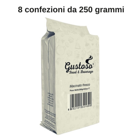 Gustoso caffe' macinato fresco 8 confezioni da 250 gr ciascuna