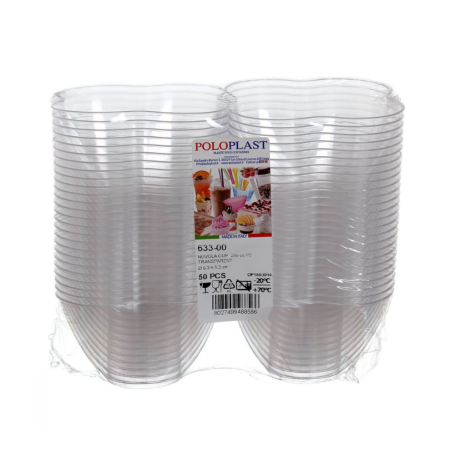 50 Coppette Di Plastica Trasparenti Per Dolci Da 250 cc