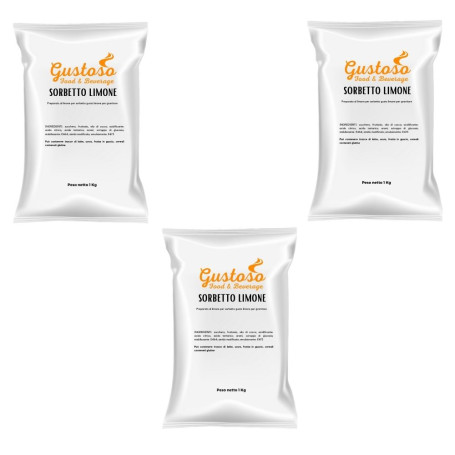Preparato in polvere per sorbetto al limone 3 Buste da 1Kg D&D Food & Beverage