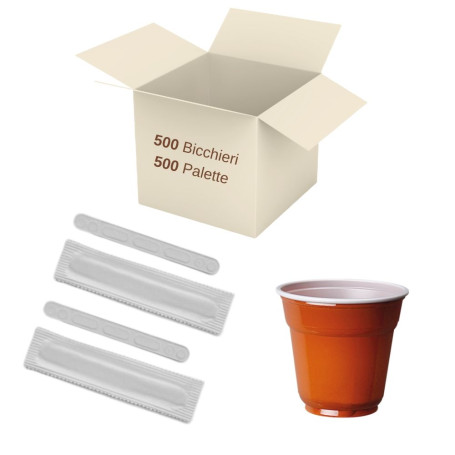 500  Bicchierini  da caffe' e  500 palette incartate singolarmente