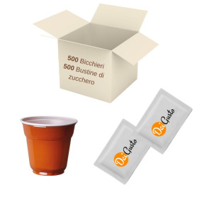 500 Bicchierini da caffe' e  500 bustine di zucchero 