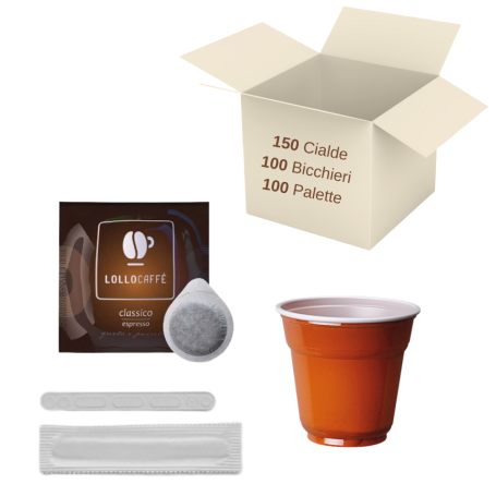 150 cialde Lollo Caffe' con 100 bicchierini e 100 palette 