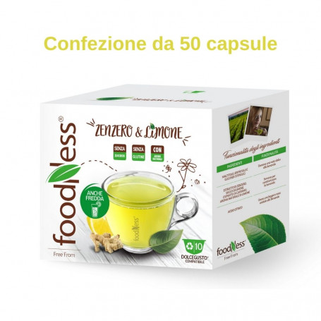 Foodness tisana zenzero e limone compatibile Nescafe' Dolce Gusto 50 capsule