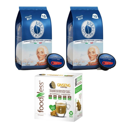Caffe' Borbone 30 Capsule e Foodness ginseng 10 capsule Compatibile Nescafe' Dolce Gusto