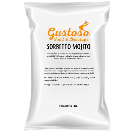 Preparato In Polvere Per Sorbetto  Al Mojito da 1 Kg Gustoso 