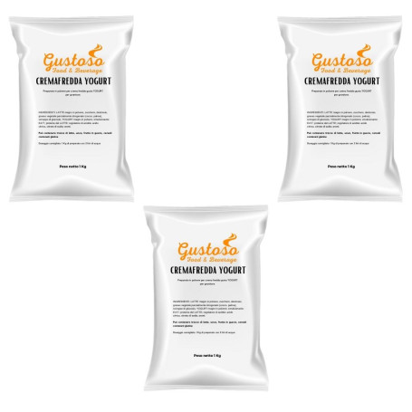 Preparato in polvere per Crema Fredda Yogurt 3 buste  da 1 kg Gustoso