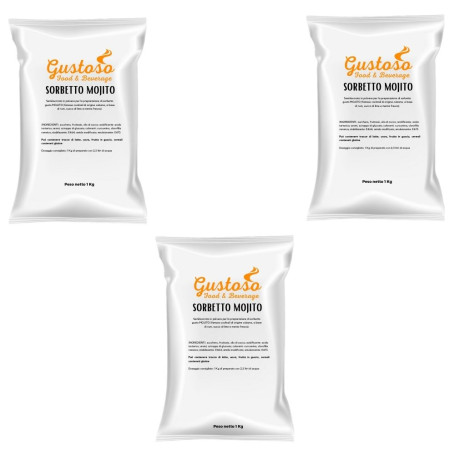 Preparato In Polvere Per Sorbetto  Al Mojito 3 buste  da 1 Kg Gustoso 