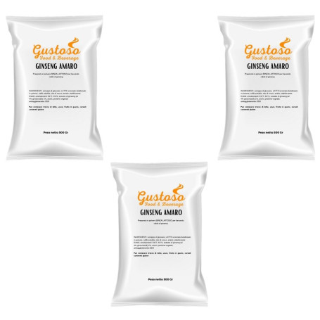 Preparato in Polvere per Bevanda Calda  Ginseng  Amaro 3 buste da 500 gr Gustoso