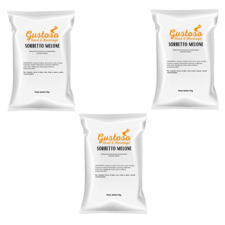 Preparato In Polvere Per Sorbetto  Al Melone 3 buste  da 1 Kg Gustoso 