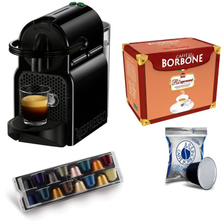 Macchina da Caffe' Nespresso Inissa krups con omaggio e 100 capsule Borbone blu