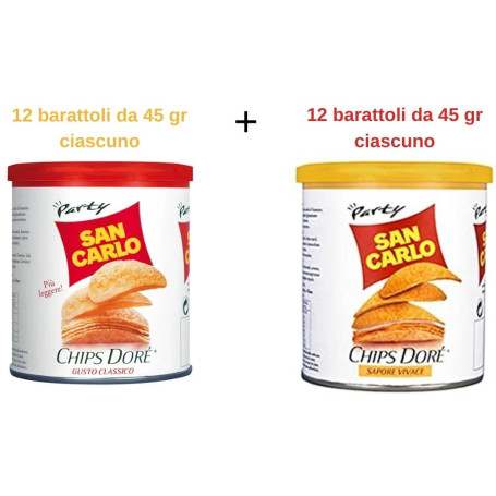 San Carlo Chips Dore' classico e gusto vivace 24 barattoli da 45 gr