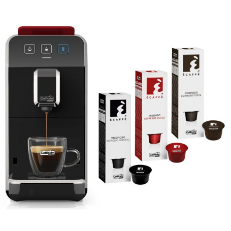 Caffitaly System Macchina da Caffe' Luna S32R Rossa e nera con Omaggio