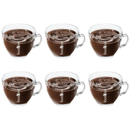 Set 6 Tazze Foodness in vetro da cappuccino o cioccolata