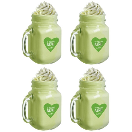 Foodness 4 bicchieri barattoli Ti Voglio Bene con manico