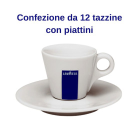 Set 12 tazzine caffe' espresso blu collection Lavazza in porcellana con piattino