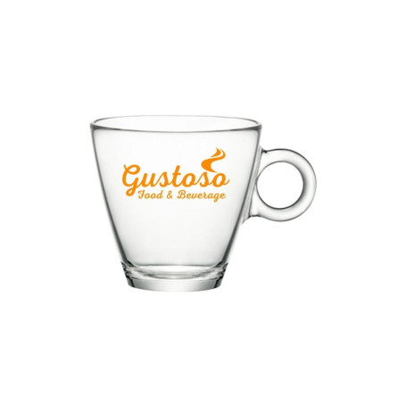Tazzina caffe' Gustoso con decalco ceramico in vetro senza piattino