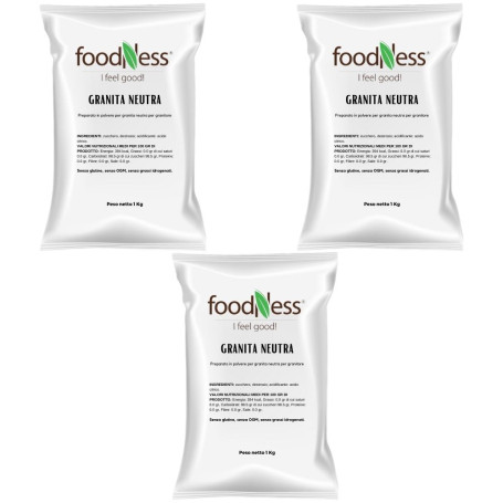 Foodness preparato in polvere per granita neutra 3 buste da 1 kg ciascuna