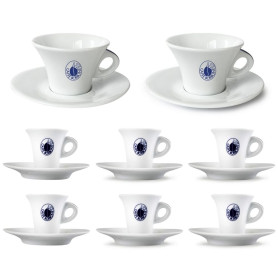 Set 6 tazzine da caffe' e 2 tazze da cappuccino con piattini Caffe' Borbone