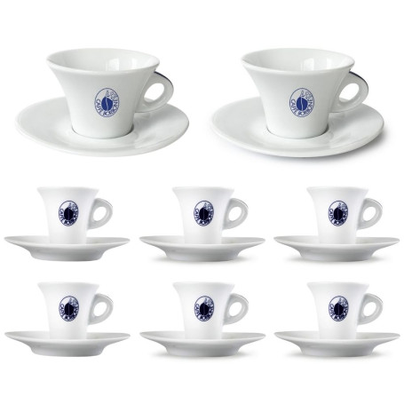 Set 6 tazzine da caffe' e 2 tazze da cappuccino con piattini Caffe' Borbone