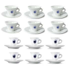 Set 6 tazzine da caffe' e 6 tazze da cappuccino con piattini Caffe' Borbone