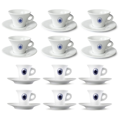 Set 6 tazzine da caffe' e 6 tazze da cappuccino con piattini Caffe' Borbone