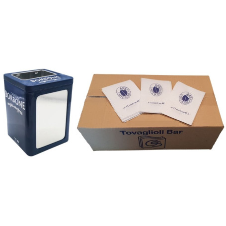 Dispenser tovaglioli da bar in latta con 2000 tovaglioli Caffe' Borbone