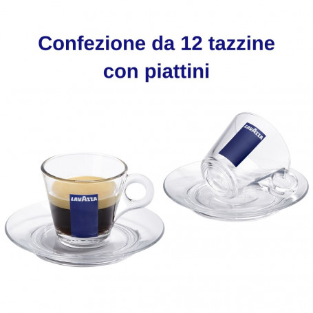 Lavazza 12 tazzine da caffe' espresso in vetro con piattini