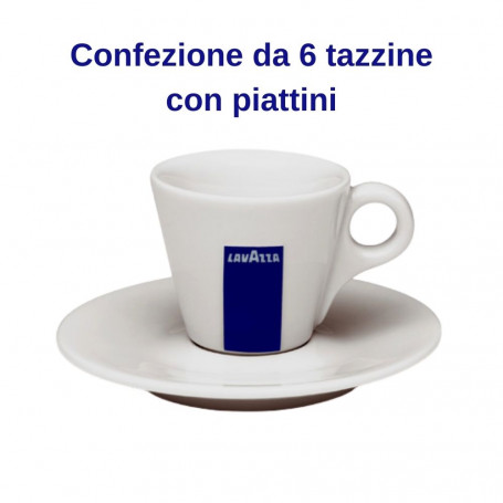 Set 6 tazzine caffe' espresso blu collection Lavazza in porcellana con piattino